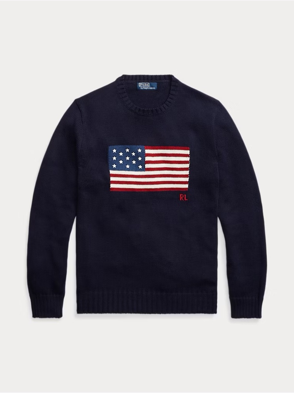 Polo by Ralph Lauren Navy Crewneck Sweater with Flag Motif